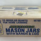 New Old Stock Case Of 12 Golden Harvest Mason PINT size Jars Lids Bands NEW RARE