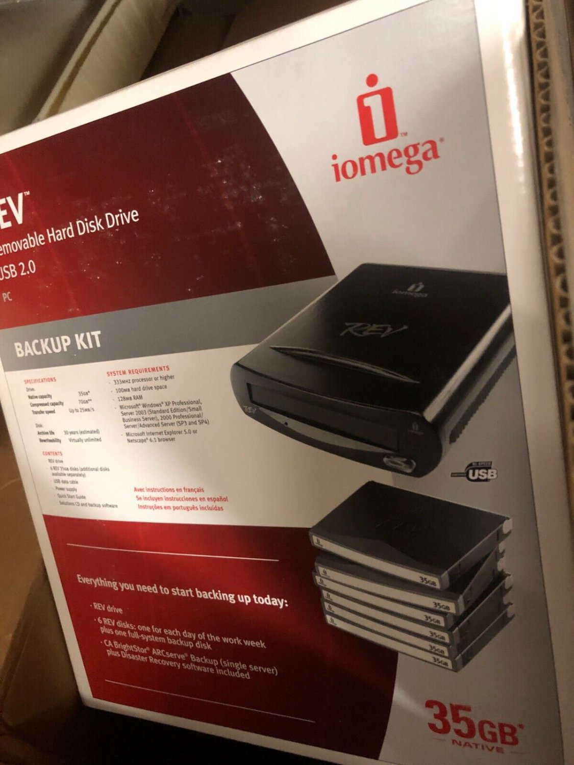Iomega REV USB External Zip Hard Disk Drive REV-USB 31035401 NEW 35 gig NEW BOX