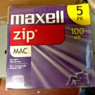 LOT of 5 Maxell Iomega Zip Disk PC100 MAC or IBM Diskette 100MB Storage Capacit