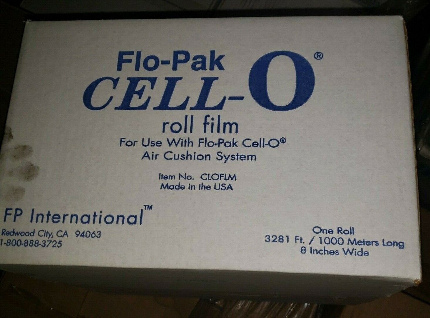 NEW Flo-Pak Cell-O EX Packing film 7.5 x 8 CLOFOM roll for Air Cushion System