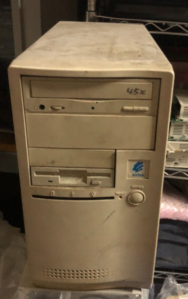 Vintage Retro PC Case Beige Computer Case AT   mid Power White Used full a4