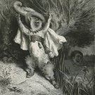 Gustave Dore The cat kicking 8x11" CANVAS art Print
