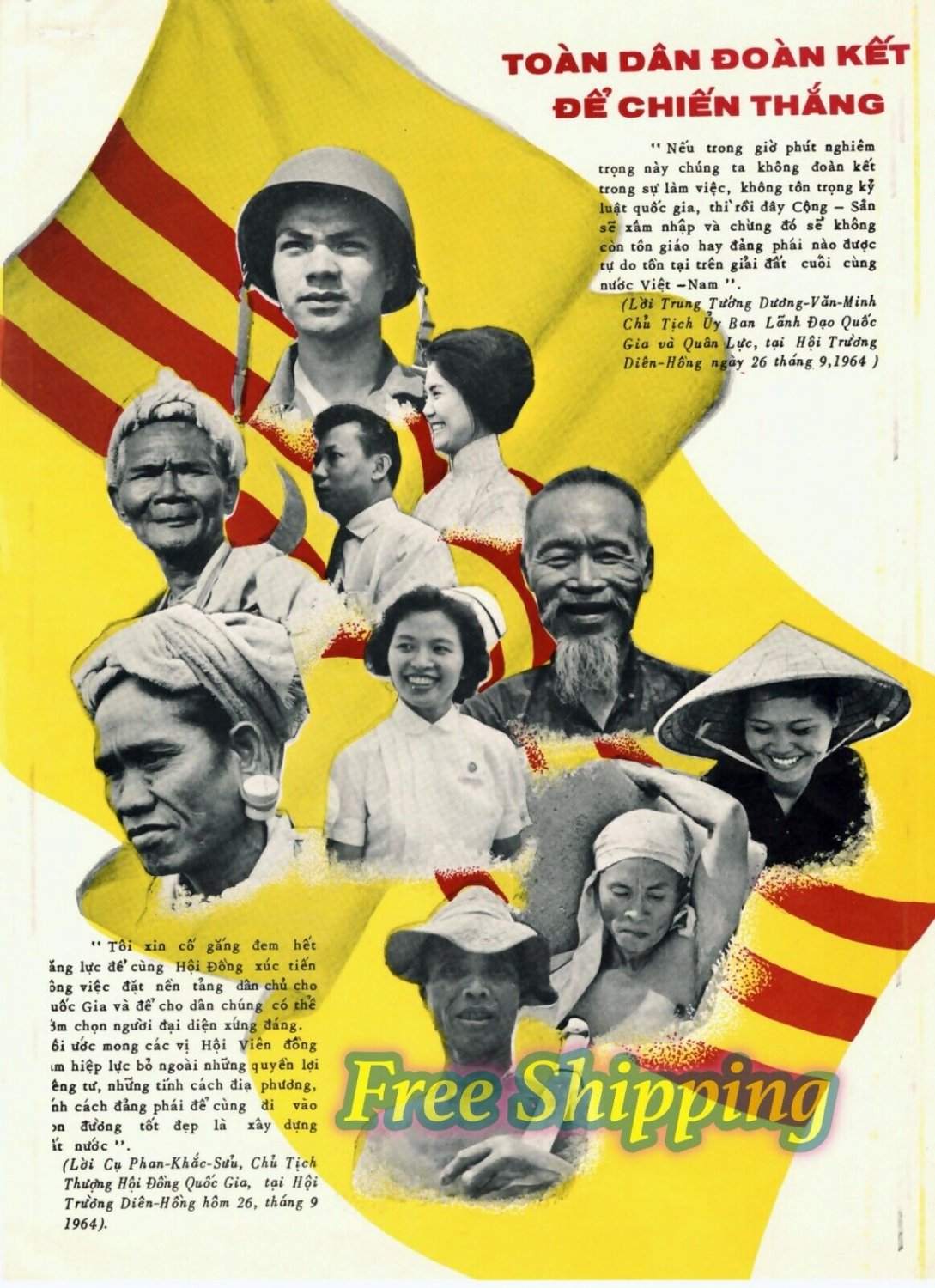 South Vietnam, Vietnam Cong Hoa war propaganda posters print on 8x11 Canvas