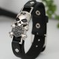 Harley Motorcycle Leather Bracelet Men Adjustable Skeleton Cross Bracelet