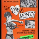 For Love and Money.  VINTAGE ADULT FILM MOVIE POSTER PRINT 8'5x11 photo paper