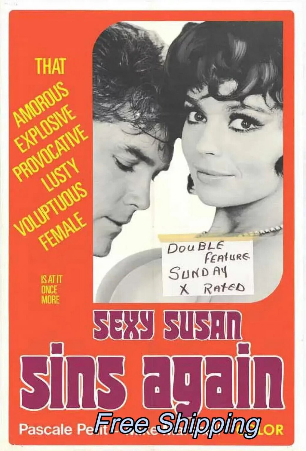 Sexy Susan Sins Again.  VINTAGE ADULT FILM MOVIE POSTER PRINT 8'5x11 photo paper