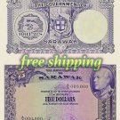Sarawak Malaysia 5 dollars unissued Banknotes reproduction Matte or Glossy paper