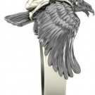 Mythology Three dimensional Gold Flying Eagle Angel Trainer Naked Ring, silver