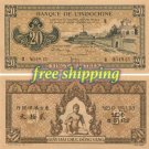 4 Vietnam French Indochina 20 Piastres 1942-1945 reproduction on Matte or Glossy