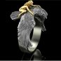 Mythology 3D Three dimensional Gold Flying Eagle Angel Trainer Naked Ring
