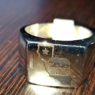 California Map and Bear Logo Silver stainless steel ring size 9, Rare Souvenir