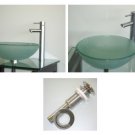 Ikasumoto Frosted Tempered Glass Sink + Chrome Faucet Combo
