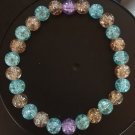 Ice Blue and Warm Cream Crackle Beads with 2 Light Violet Beads