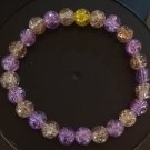 Warm Cream  and Light Violet Crackle Beads With 1 Sunset Yellow Bead