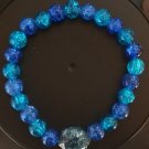 Ice Blue and Royal Blue Crackle Beads With Spacer