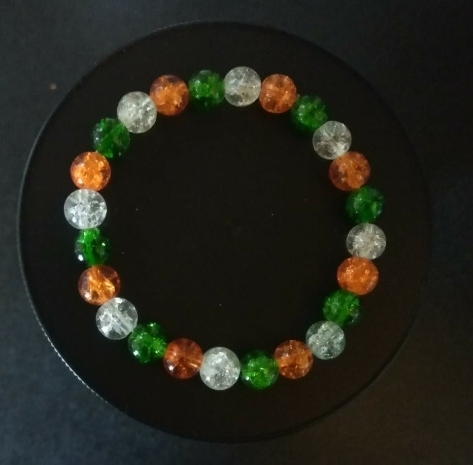 Green, White and Orange Crackle Beads IRELAND