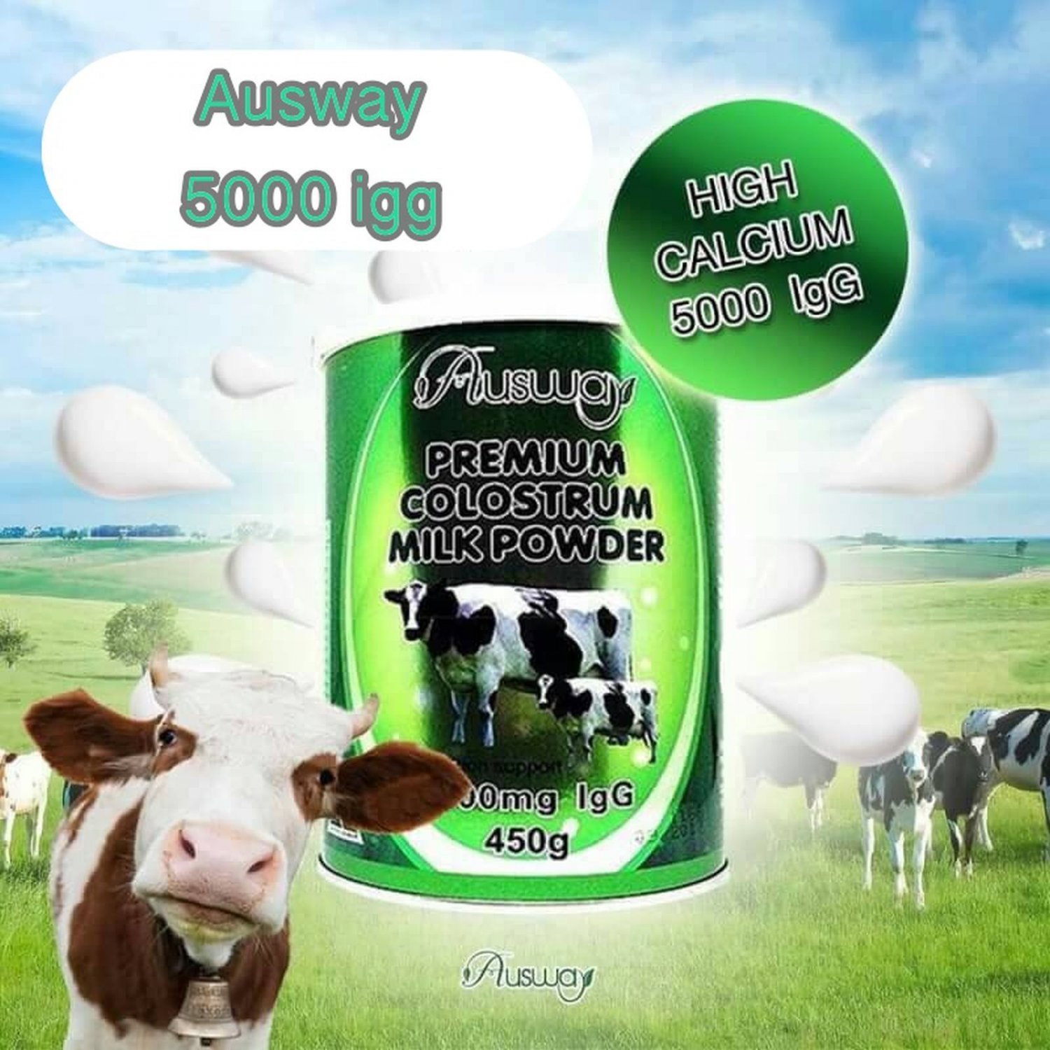 Ausway Premium Colostrum Milk Powder 5000 mg. lgg 450g. Milk Height ...