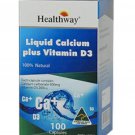 HEALTHWAY Liquid Calcium Plus Vitamin D3 900 mg 60 Capsules For Height & Bone