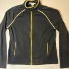Geoffrey Beene Black Green White Trim full Zip Athletic Stretch Lightweight Track Jacket L