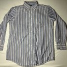 Lands End Striped Blue Pink Long Sleeve Button Front Shirt Men's 16