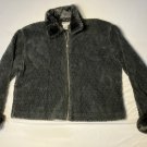 Willie Smith Acrylic Wool Blend Gray Faux Fur Full Zip Soft Fleece long Sleeve Jacket Coat Women's L