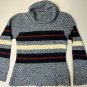 ILanco Turtleneck Pullover Blue Red Black Striped Long Sleeve Sweater Top Shirt