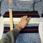 ILanco Turtleneck Pullover Blue Red Black Striped Long Sleeve Sweater Top Shirt