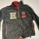 Tommy Hilfiger Lined Black Huge H Logo 1/4 Zip 85 Varsity Jacket XL