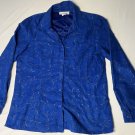 Sag Harbor Shirt Blue Suede Feel Long Sleeve Button Down Blouse Women's L