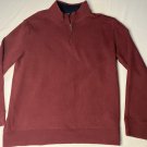Lands End Burgundy Zip Long Sleeve Collared Sweater Men's XL