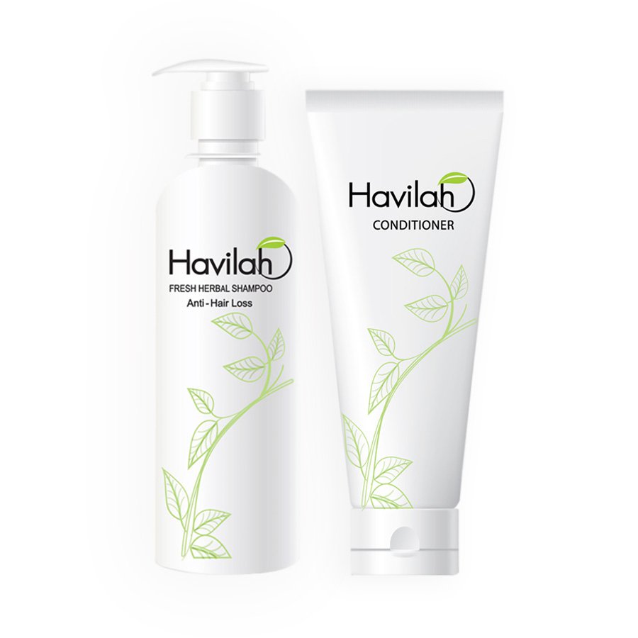Havilah Herbal Shampoo 300ml Conditioner 200ml Prevent Hair Loss Natural Anti Hair Fall Regrow