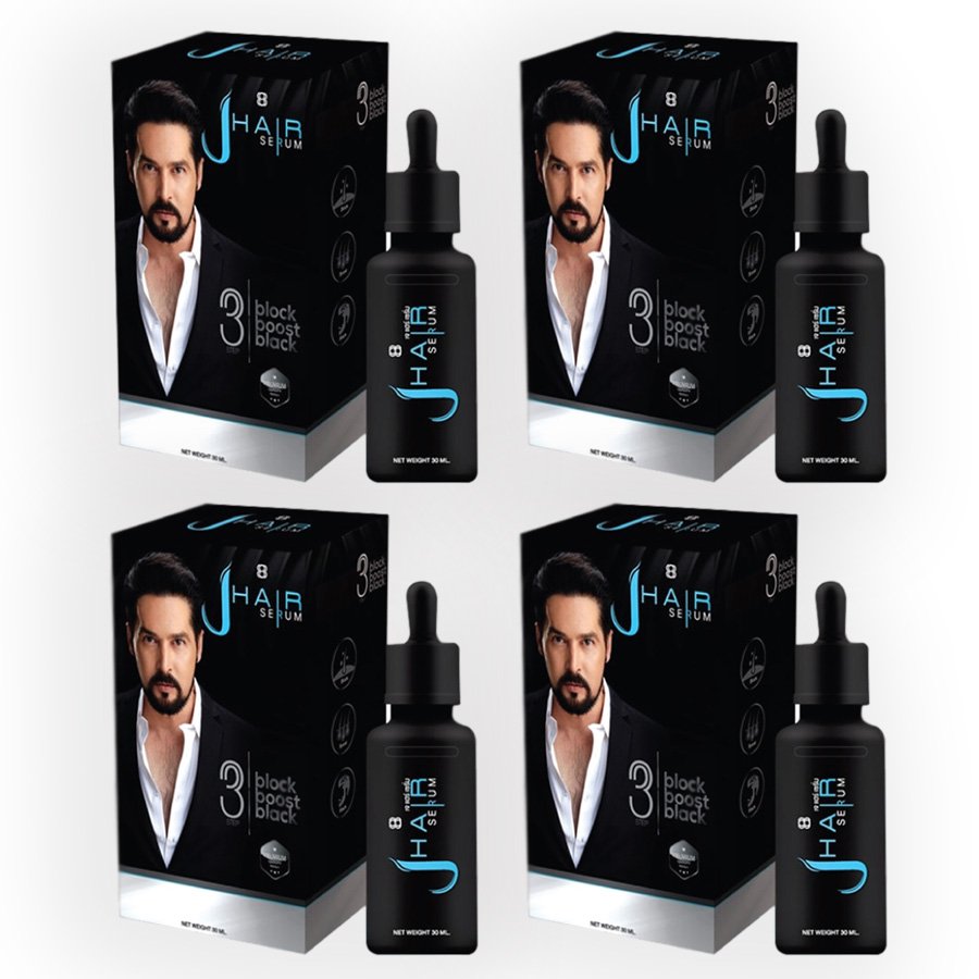 Mustache Regrowth J-Hair Loss Hair Grow Anti Fall Serum 30ml. Eyebrows Beard Regrow (Pack of 4)