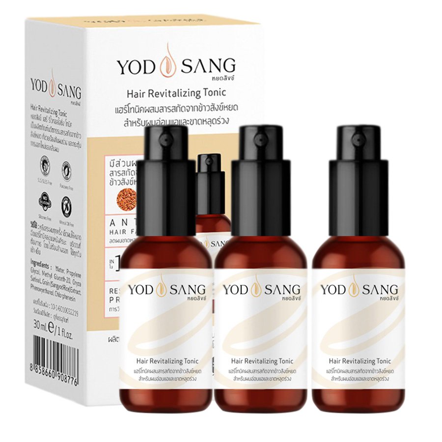 Hair Revitalizing Tonic Anti Hair Loss Fall Regrow Yodsang Stimulate New Hair 30 ml. (Pack of 3)