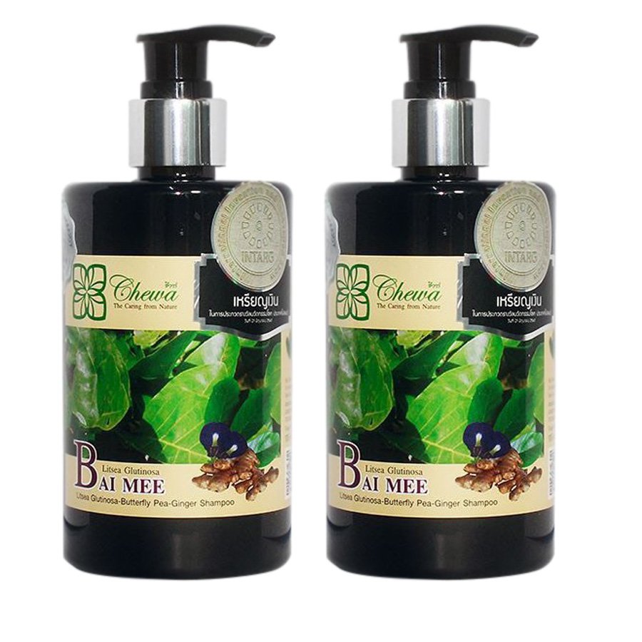 GINGER HAIR ROOT SHAMPOO BAI MEE 300ML HAIR LOSS LITSEA GLUTINOSA CHEWA BUTTERFLY PEA (PACK OF 2)