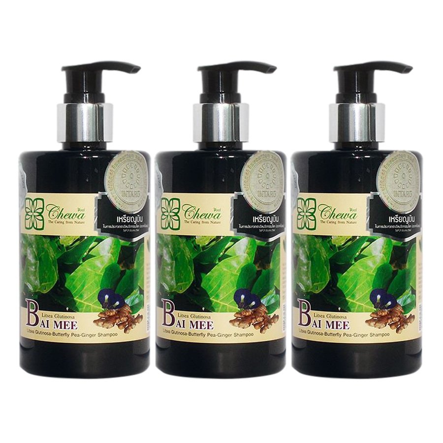 GINGER HAIR ROOT SHAMPOO BAI MEE 300ML HAIR LOSS LITSEA GLUTINOSA CHEWA BUTTERFLY PEA