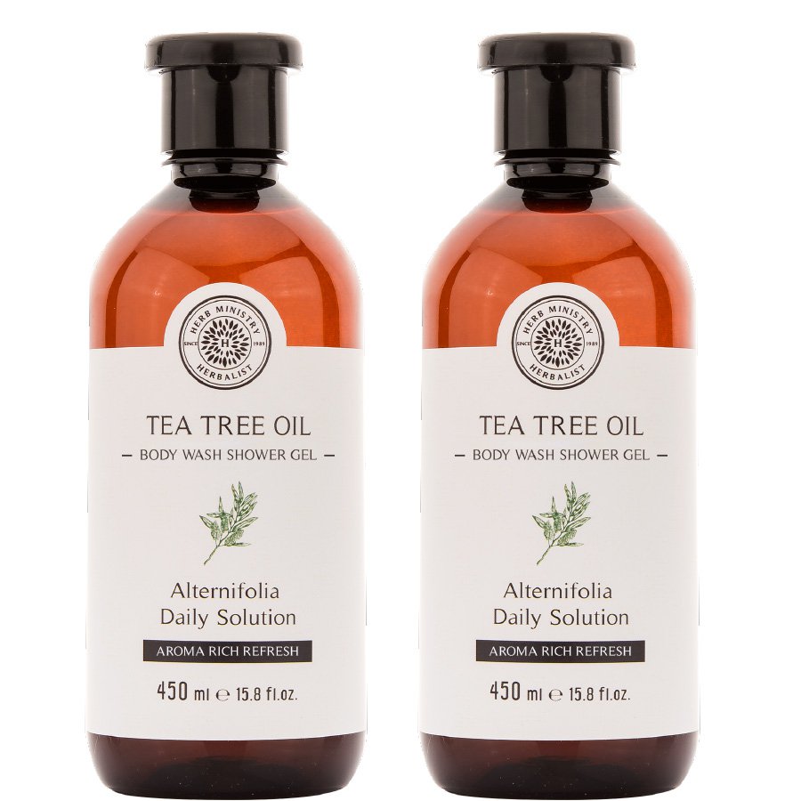 Herb Ministry Tea Tree Oil Body Wash Shower Gel 450ml. Deep Cleansing Shower Gel Natural (Pack of 2)