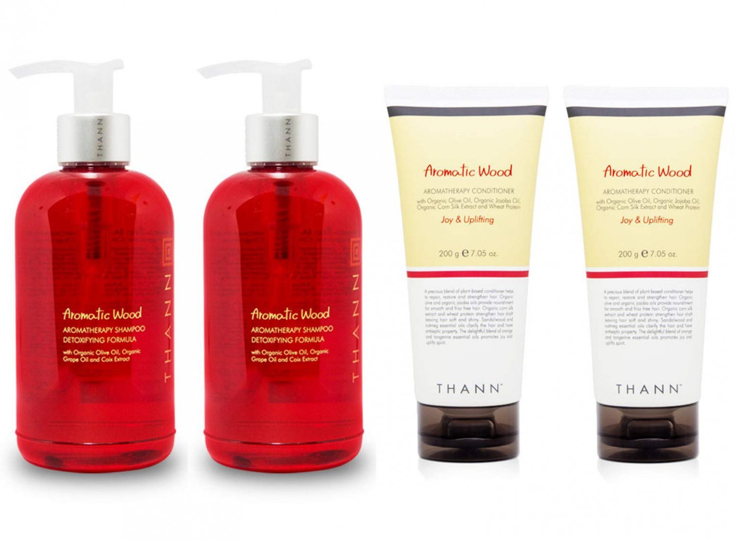 THANN Aromatic Wood Aromatherapy Shampoo and Conditioner Set 2 with O
