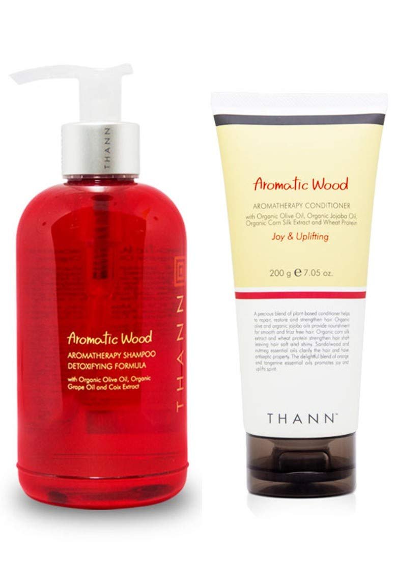 THANN Aromatic Wood Aromatherapy Shampoo and Conditioner Set with Organi