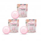 3x Nisit Vipvup Pink Salt Premium Soap Bar Face Body Skin Natural