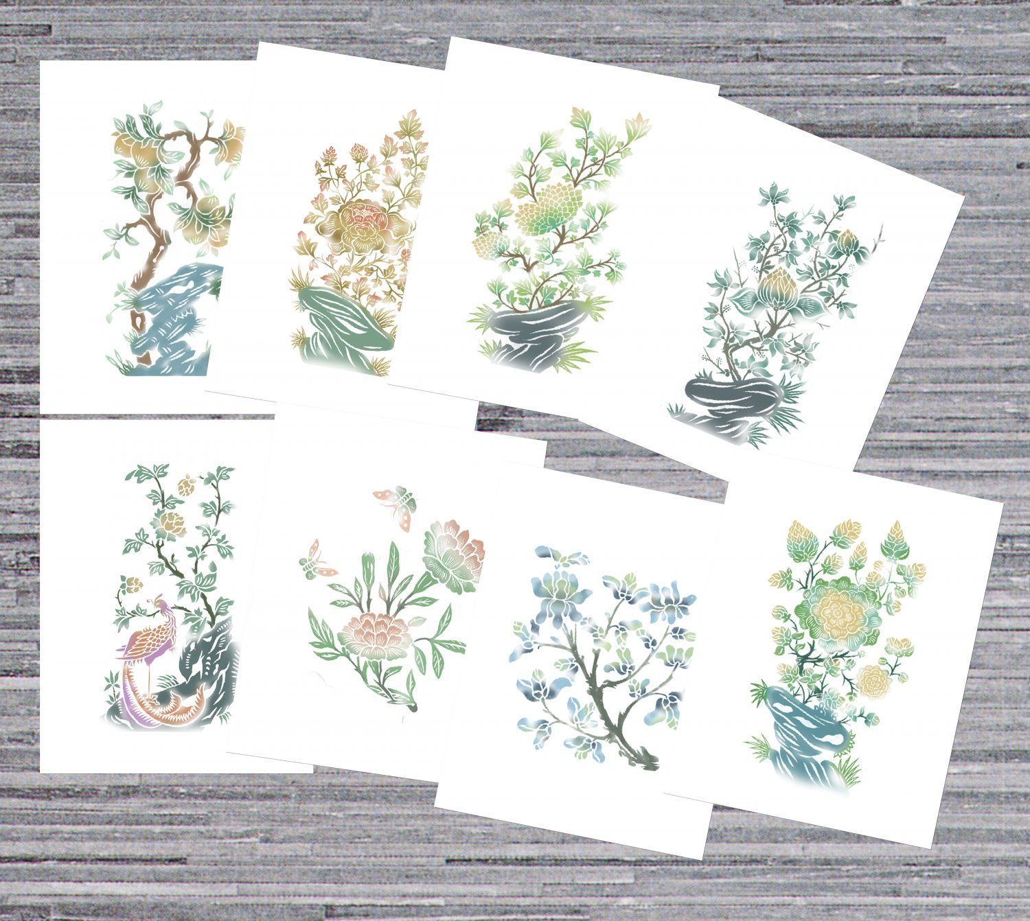 Floral Set of 8 Postcards - Card gift