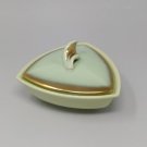 1950s Vintage French Stunnig Ceramic Box in Gold and Aquamarine Colors