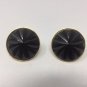 1970s Stunning Black Lucite Round Clip On Earrings