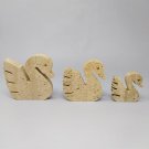 1970s Set of 3 Original Travertine Swans Sculptures designed by Enzo Mari for F.lli Mannelli.