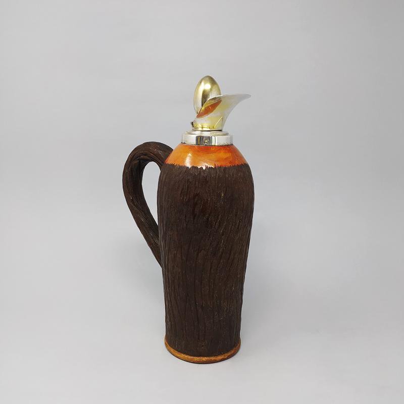 1950s Stunning Aldo Tura Pitcher in Brass and Wood, Made in Italy