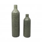 1970s Amazing Pair of Vases in Ceramic in Green Color. Made in Italy