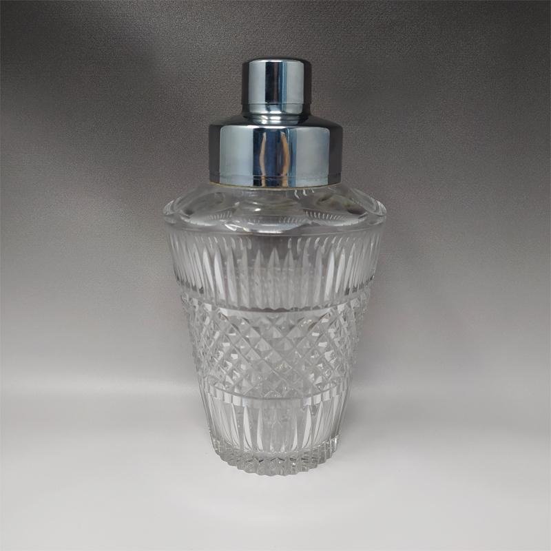 1960s Gorgeous Cut Crystal Cocktail Shaker. Made in Italy
