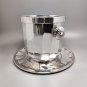 1960s Gorgeous Ice Bucket With Plate in Silver Plated by Ricci for Marengo. Made in Italy