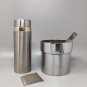 1970s Cocktail Shaker in Gold 24K and Stainless Steel With Ice Bucket by Piazza. Made in Italy