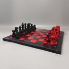 1970s Gorgeous Red and Black Chess Set in Volterra Alabaster Handmade Made in Italy