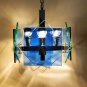 1970s Gorgeous Blue and Green Pendant Lamp from Veca by Fontana Arte. Made in Italy